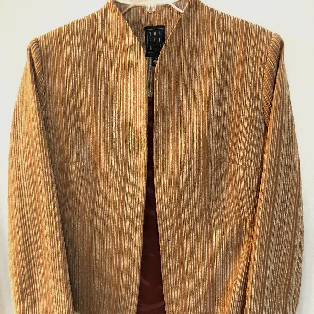Due Per Due Petite Blazer P6 Camel Gold Corduroy Career Open Front Jacket PS